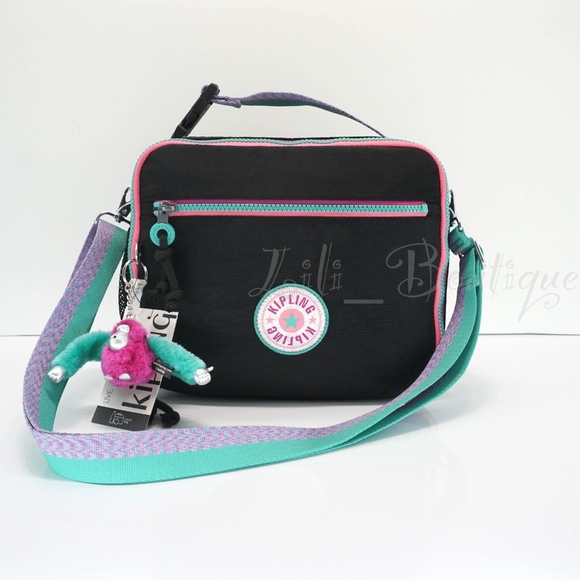 Kipling Ermy Insulated Lunch Bag KI9418 Polyamide EVA Rainbow Fun Jet Black $74 - Picture 1 of 14